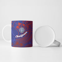 Saipan Northern Mariana Islands Ceramic Mug Polynesian Tribal Tattoo Art With Hibiscus Flowers And Seal TS04 - Polynesian Pride
