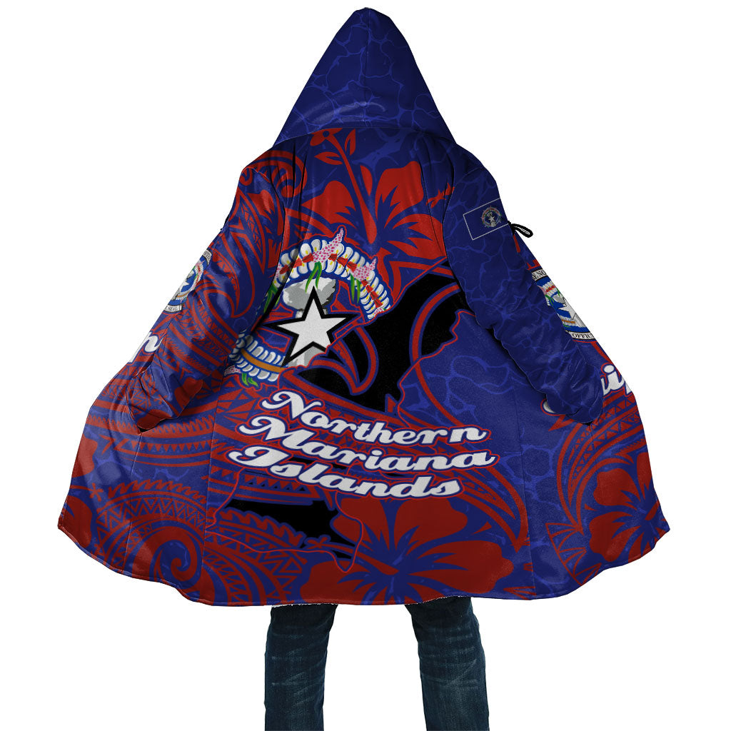 Saipan Northern Mariana Islands Cloak Polynesian Tribal Tattoo Art With Hibiscus Flowers And Seal TS04 Unisex Blue Red - Polynesian Pride