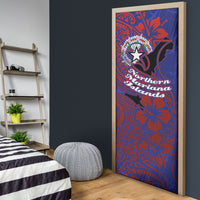 Saipan Northern Mariana Islands Door Cover Polynesian Tribal Tattoo Art With Hibiscus Flowers And Seal