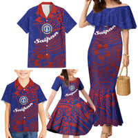 Saipan Northern Mariana Islands Family Matching Mermaid Dress and Hawaiian Shirt Polynesian Tribal Tattoo Art With Hibiscus Flowers And Seal TS04 - Polynesian Pride