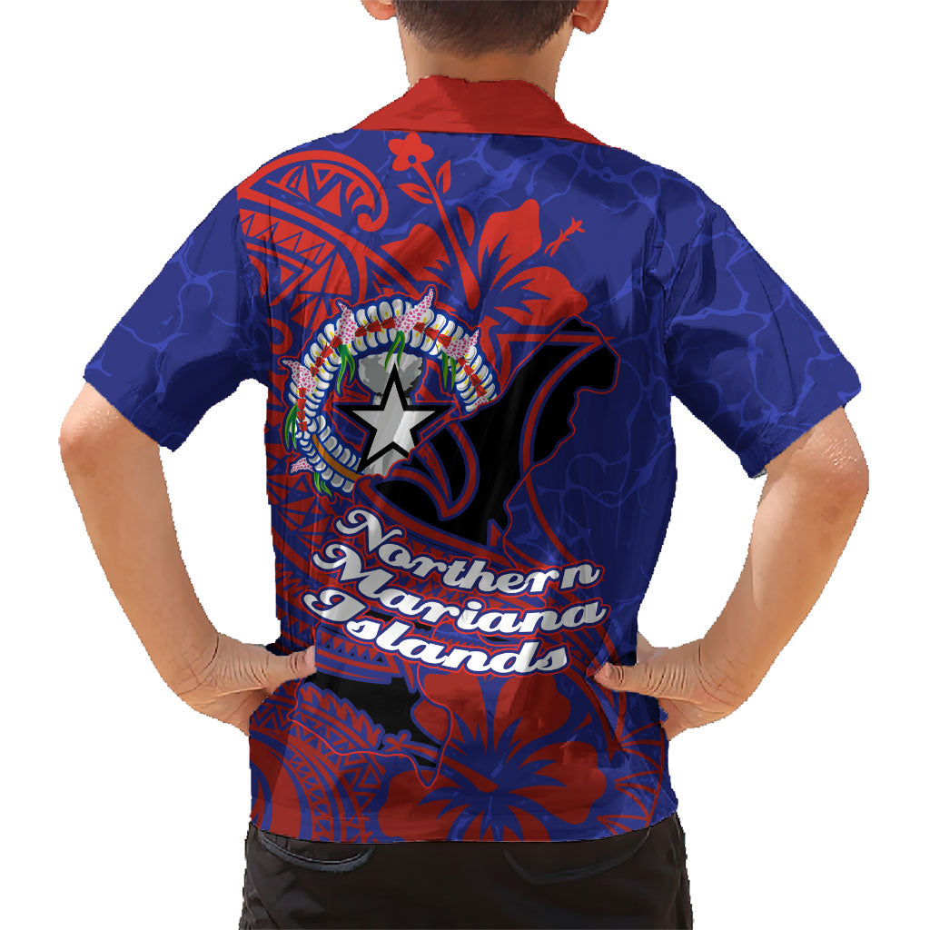 Saipan Northern Mariana Islands Family Matching Off The Shoulder Long Sleeve Dress and Hawaiian Shirt Polynesian Tribal Tattoo Art With Hibiscus Flowers And Seal TS04 - Polynesian Pride