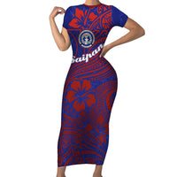 Saipan Northern Mariana Islands Family Matching Short Sleeve Bodycon Dress and Hawaiian Shirt Polynesian Tribal Tattoo Art With Hibiscus Flowers And Seal