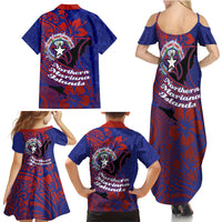 Saipan Northern Mariana Islands Family Matching Summer Maxi Dress and Hawaiian Shirt Polynesian Tribal Tattoo Art With Hibiscus Flowers And Seal