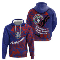 Saipan Northern Mariana Islands Hoodie Polynesian Tribal Tattoo Art With Hibiscus Flowers And Seal TS04 - Polynesian Pride