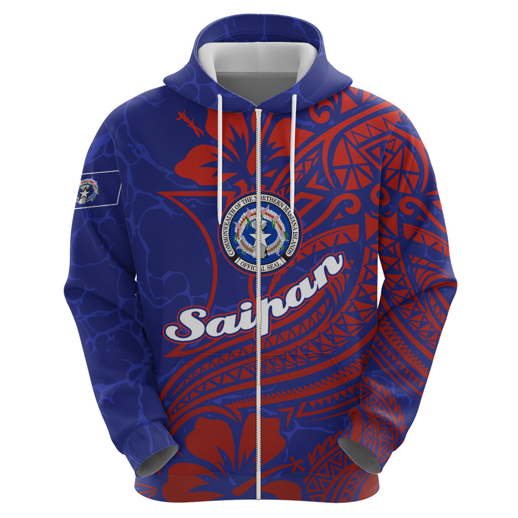 Saipan Northern Mariana Islands Hoodie Polynesian Tribal Tattoo Art With Hibiscus Flowers And Seal TS04 - Polynesian Pride