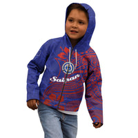 Saipan Northern Mariana Islands Kid Hoodie Polynesian Tribal Tattoo Art With Hibiscus Flowers And Seal