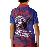 Saipan Northern Mariana Islands Kid Polo Shirt Polynesian Tribal Tattoo Art With Hibiscus Flowers And Seal