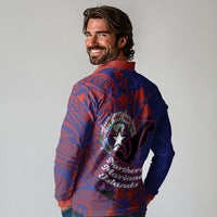 Saipan Northern Mariana Islands Long Sleeve Polo Shirt Polynesian Tribal Tattoo Art With Hibiscus Flowers And Seal