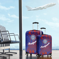 Saipan Northern Mariana Islands Luggage Cover Polynesian Tribal Tattoo Art With Hibiscus Flowers And Seal