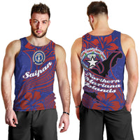 Saipan Northern Mariana Islands Men Tank Top Polynesian Tribal Tattoo Art With Hibiscus Flowers And Seal