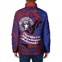 Saipan Northern Mariana Islands Padded Jacket Polynesian Tribal Tattoo Art With Hibiscus Flowers And Seal TS04 - Polynesian Pride