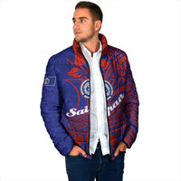 Saipan Northern Mariana Islands Padded Jacket Polynesian Tribal Tattoo Art With Hibiscus Flowers And Seal TS04 - Polynesian Pride