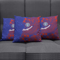 Saipan Northern Mariana Islands Pillow Cover Polynesian Tribal Tattoo Art With Hibiscus Flowers And Seal