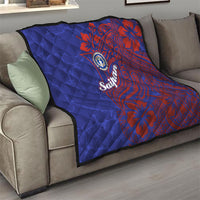 Saipan Northern Mariana Islands Quilt Polynesian Tribal Tattoo Art With Hibiscus Flowers And Seal