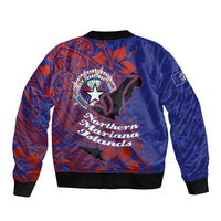 Saipan Northern Mariana Islands Sleeve Zip Bomber Jacket Polynesian Tribal Tattoo Art With Hibiscus Flowers And Seal TS04 - Polynesian Pride