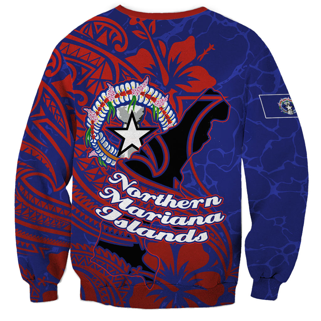 Saipan Northern Mariana Islands Sweatshirt Polynesian Tribal Tattoo Art With Hibiscus Flowers And Seal