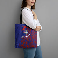 Saipan Northern Mariana Islands Tote Bag Polynesian Tribal Tattoo Art With Hibiscus Flowers And Seal