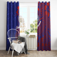 Saipan Northern Mariana Islands Window Curtain Polynesian Tribal Tattoo Art With Hibiscus Flowers And Seal TS04 - Polynesian Pride