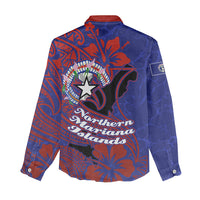 Saipan Northern Mariana Islands Women Casual Shirt Polynesian Tribal Tattoo Art With Hibiscus Flowers And Seal