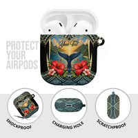 Personalized Masefau American Samoa Whale AirPods Case Polynesian Tribal Pattern Tropical Hibiscus