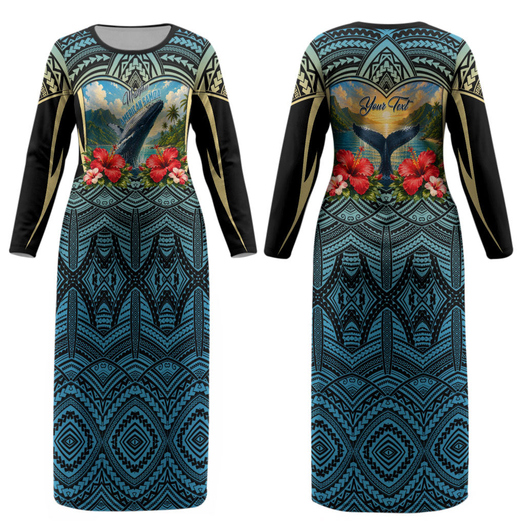 Personalized Masefau American Samoa Whale Couples Matching Long Sleeve Bodycon Dress and Hawaiian Shirt Polynesian Tribal Pattern Tropical Hibiscus TS04 - Polynesian Pride