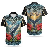 Personalized Masefau American Samoa Whale Couples Matching Short Sleeve Bodycon Dress and Hawaiian Shirt Polynesian Tribal Pattern Tropical Hibiscus TS04 - Polynesian Pride