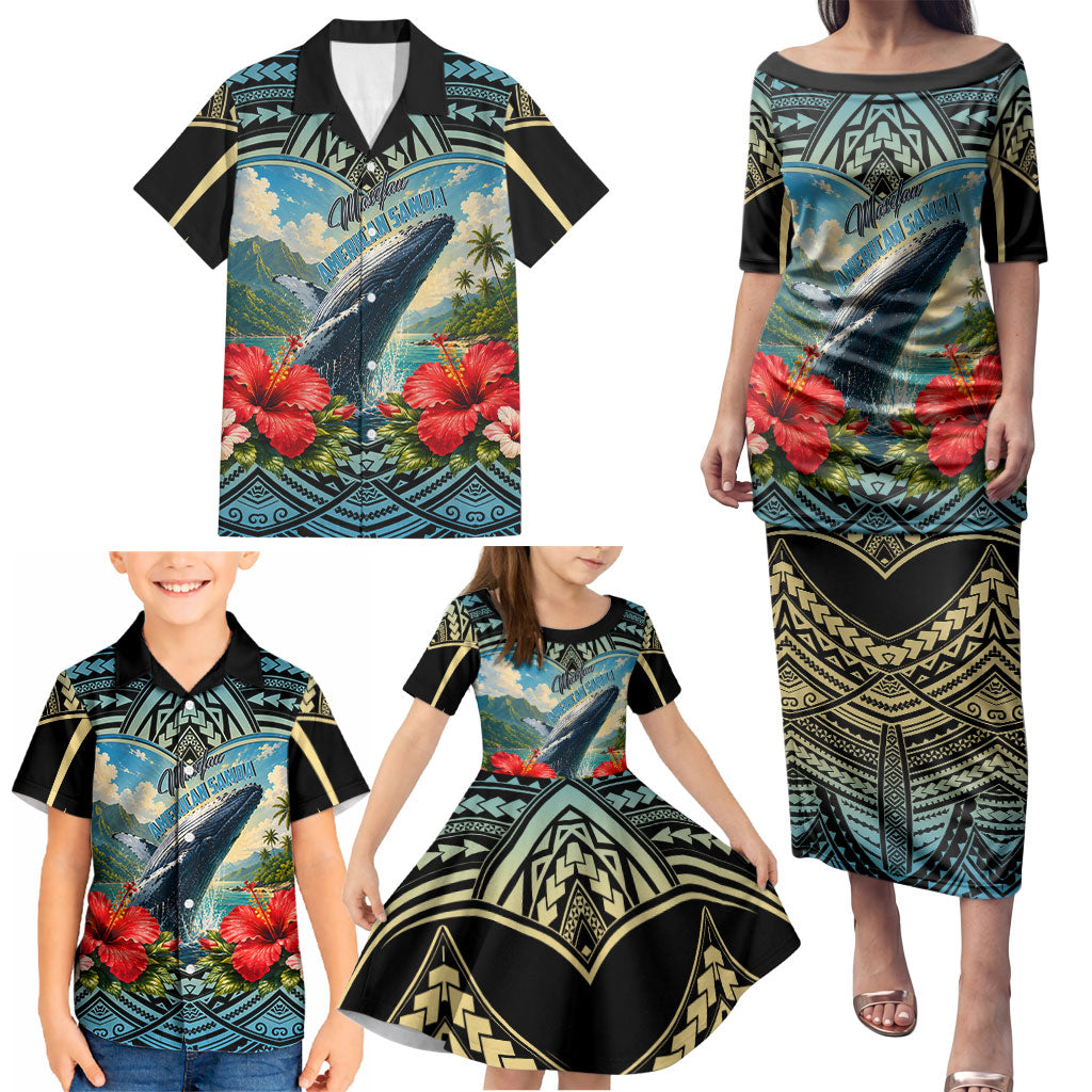 Personalized Masefau American Samoa Whale Family Matching Puletasi and Hawaiian Shirt Polynesian Tribal Pattern Tropical Hibiscus TS04 - Polynesian Pride