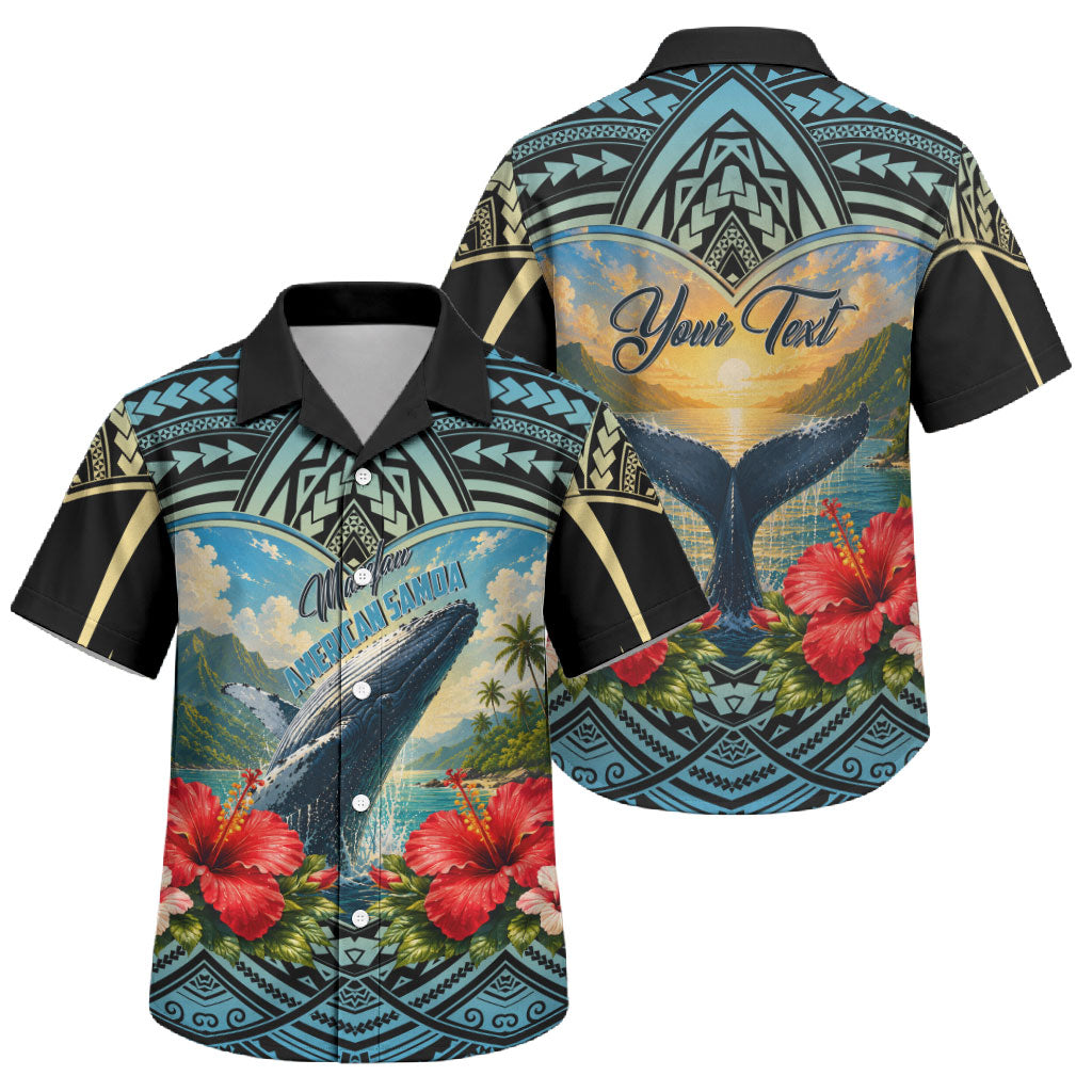 Personalized Masefau American Samoa Whale Family Matching Summer Maxi Dress and Hawaiian Shirt Polynesian Tribal Pattern Tropical Hibiscus TS04 Son's Shirt Black Blue - Polynesian Pride