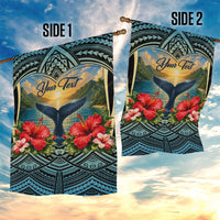 Personalized Masefau American Samoa Whale Garden Flag Polynesian Tribal Pattern Tropical Hibiscus