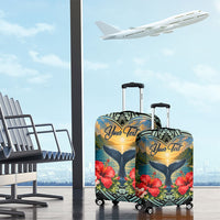 Personalized Masefau American Samoa Whale Luggage Cover Polynesian Tribal Pattern Tropical Hibiscus