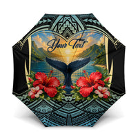 Personalized Masefau American Samoa Whale Umbrella Polynesian Tribal Pattern Tropical Hibiscus