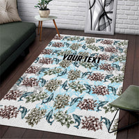 Personalized Masefau American Samoa Area Rug Vintage Whale Hibiscus Ocean Waves TS04 White Blue - Polynesian Pride