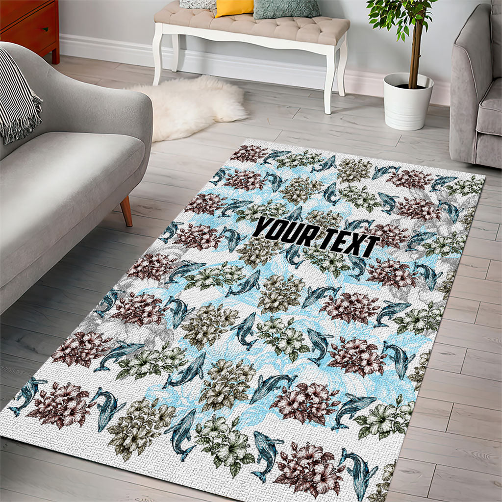 Personalized Masefau American Samoa Area Rug Vintage Whale Hibiscus Ocean Waves TS04 - Polynesian Pride