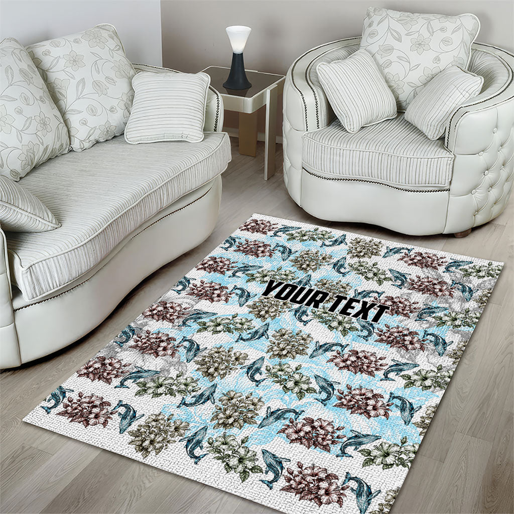 Personalized Masefau American Samoa Area Rug Vintage Whale Hibiscus Ocean Waves TS04 - Polynesian Pride