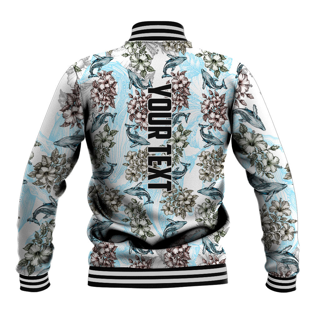 Personalized Masefau American Samoa Baseball Jacket Vintage Whale Hibiscus Ocean Waves