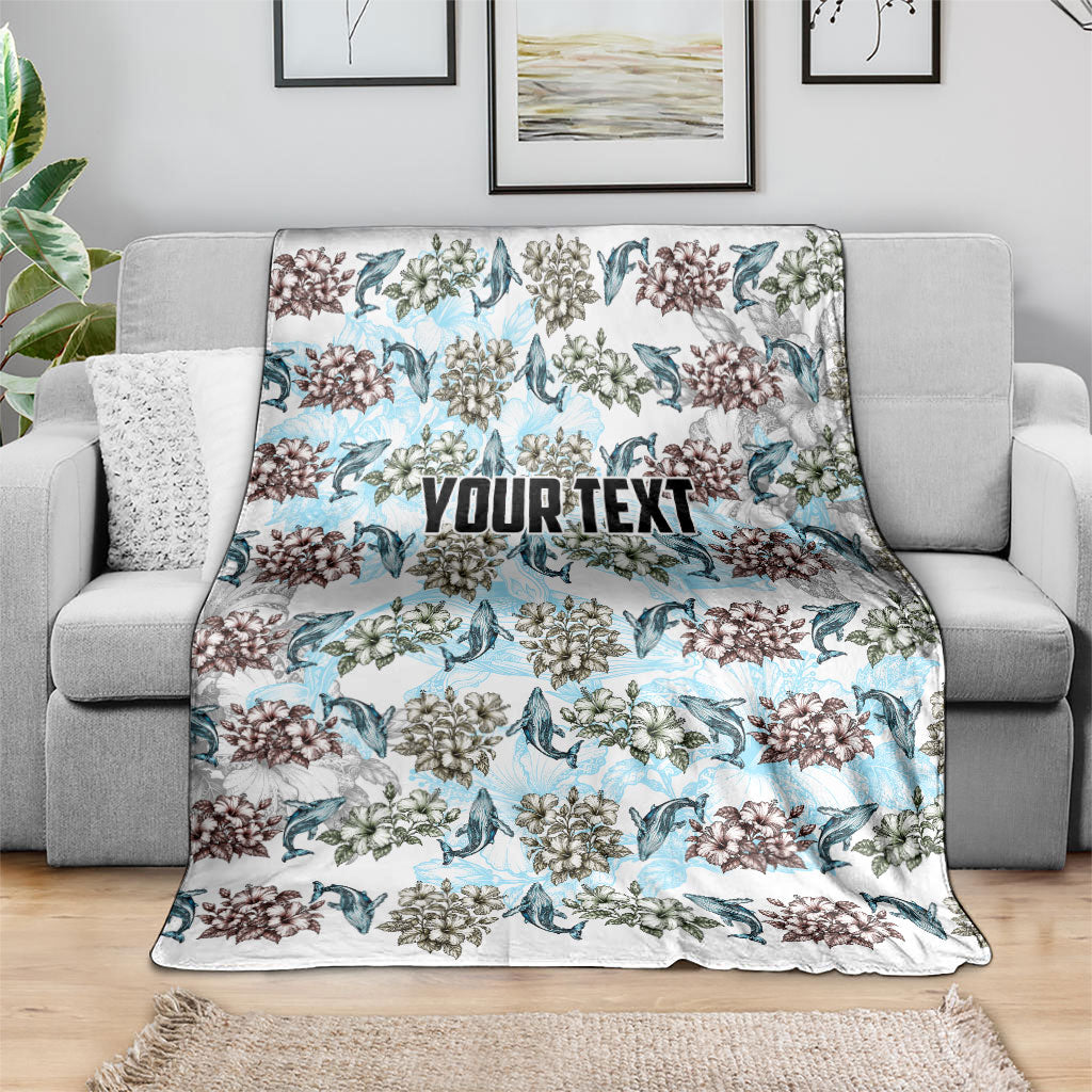 Personalized Masefau American Samoa Blanket Vintage Whale Hibiscus Ocean Waves TS04 - Polynesian Pride