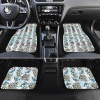 Personalized Masefau American Samoa Car Mats Vintage Whale Hibiscus Ocean Waves TS04 Set 4pcs White Blue - Polynesian Pride