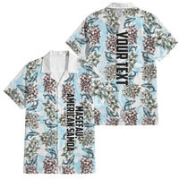 Personalized Masefau American Samoa Family Matching Mermaid Dress and Hawaiian Shirt Vintage Whale Hibiscus Ocean Waves TS04 Dad's Shirt - Short Sleeve White Blue - Polynesian Pride