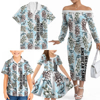 Personalized Masefau American Samoa Family Matching Off The Shoulder Long Sleeve Dress and Hawaiian Shirt Vintage Whale Hibiscus Ocean Waves TS04 - Polynesian Pride