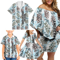 Personalized Masefau American Samoa Family Matching Off Shoulder Short Dress and Hawaiian Shirt Vintage Whale Hibiscus Ocean Waves TS04 - Polynesian Pride