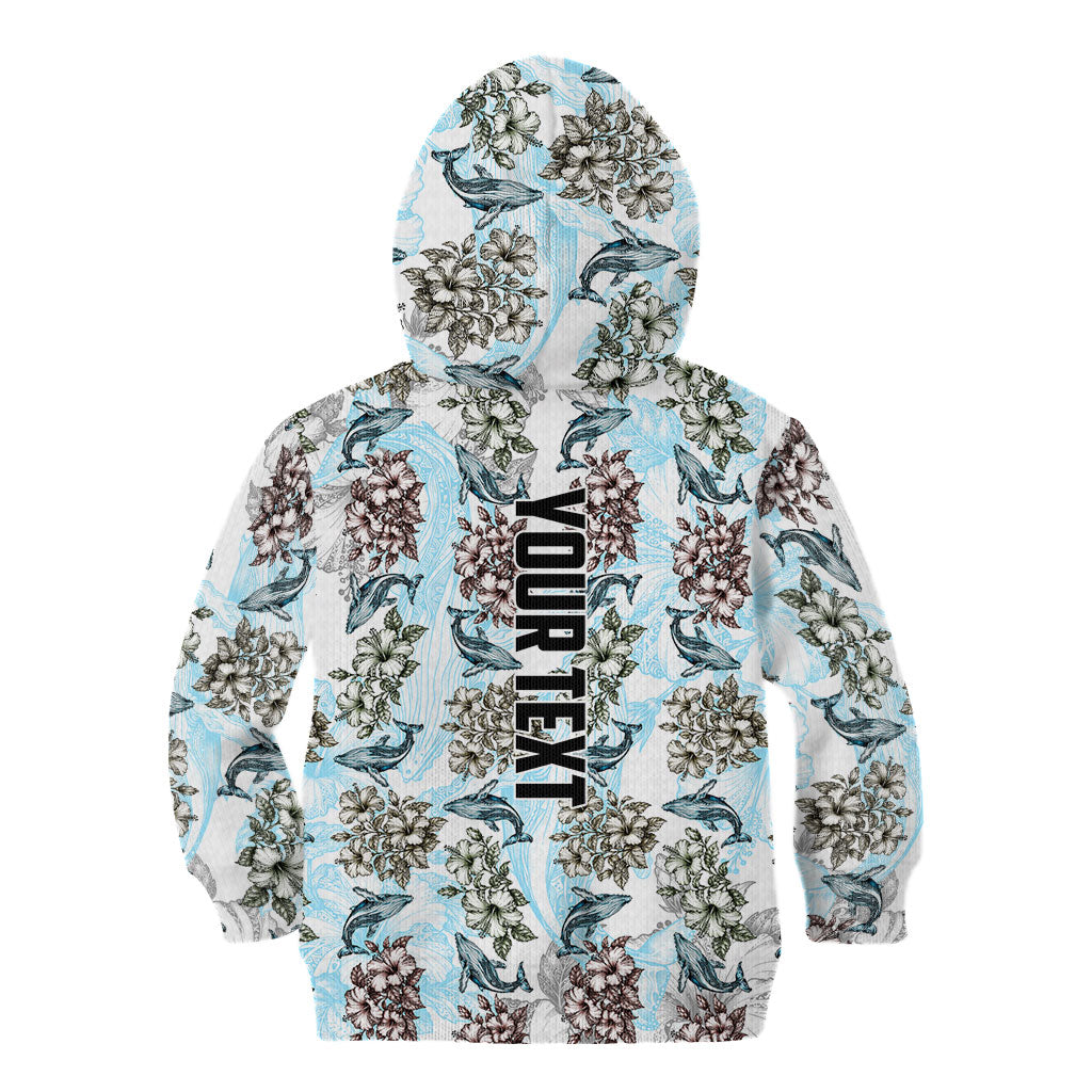 Personalized Masefau American Samoa Kid Hoodie Vintage Whale Hibiscus Ocean Waves