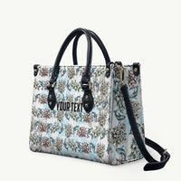 Personalized Masefau American Samoa Leather Bag Vintage Whale Hibiscus Ocean Waves TS04 White Blue - Polynesian Pride