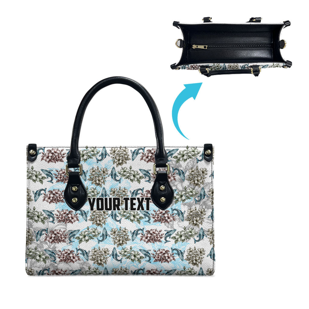 Personalized Masefau American Samoa Leather Bag Vintage Whale Hibiscus Ocean Waves TS04 - Polynesian Pride