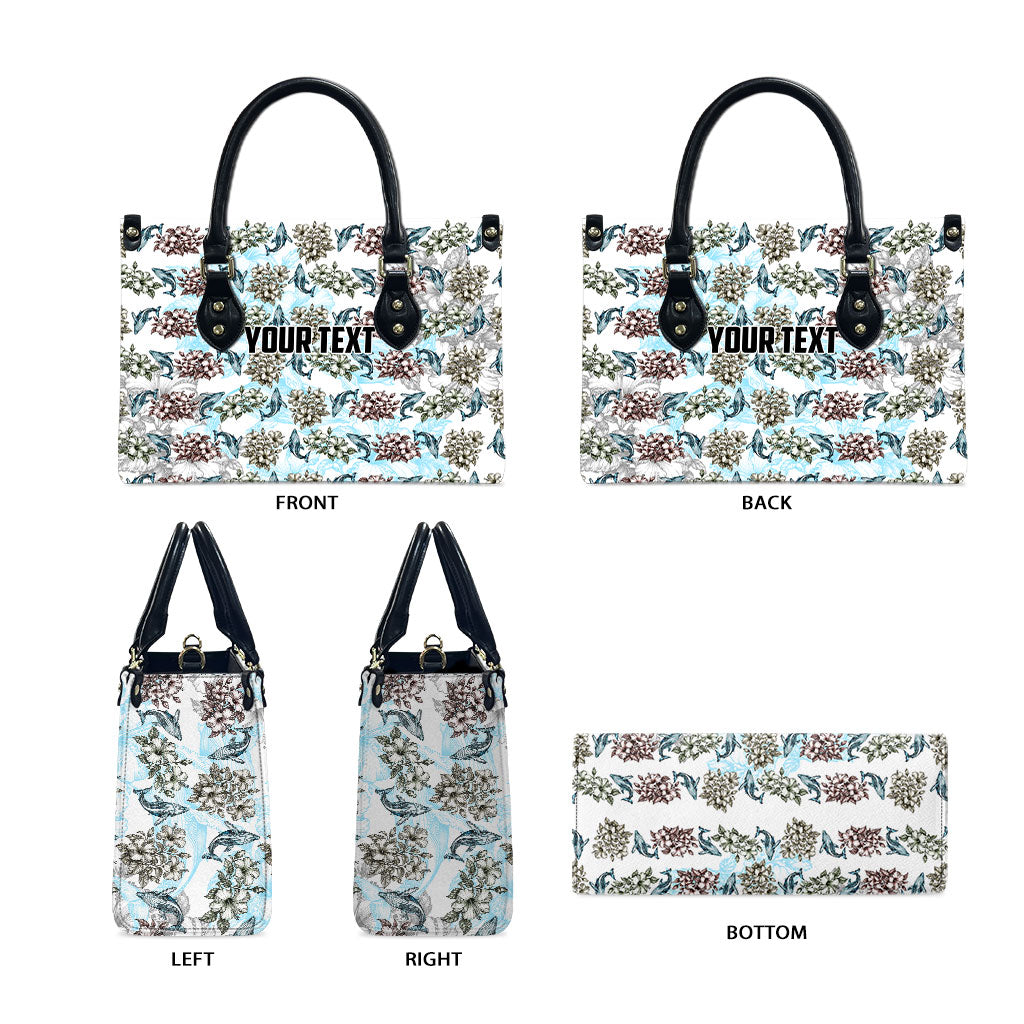 Personalized Masefau American Samoa Leather Bag Vintage Whale Hibiscus Ocean Waves TS04 - Polynesian Pride