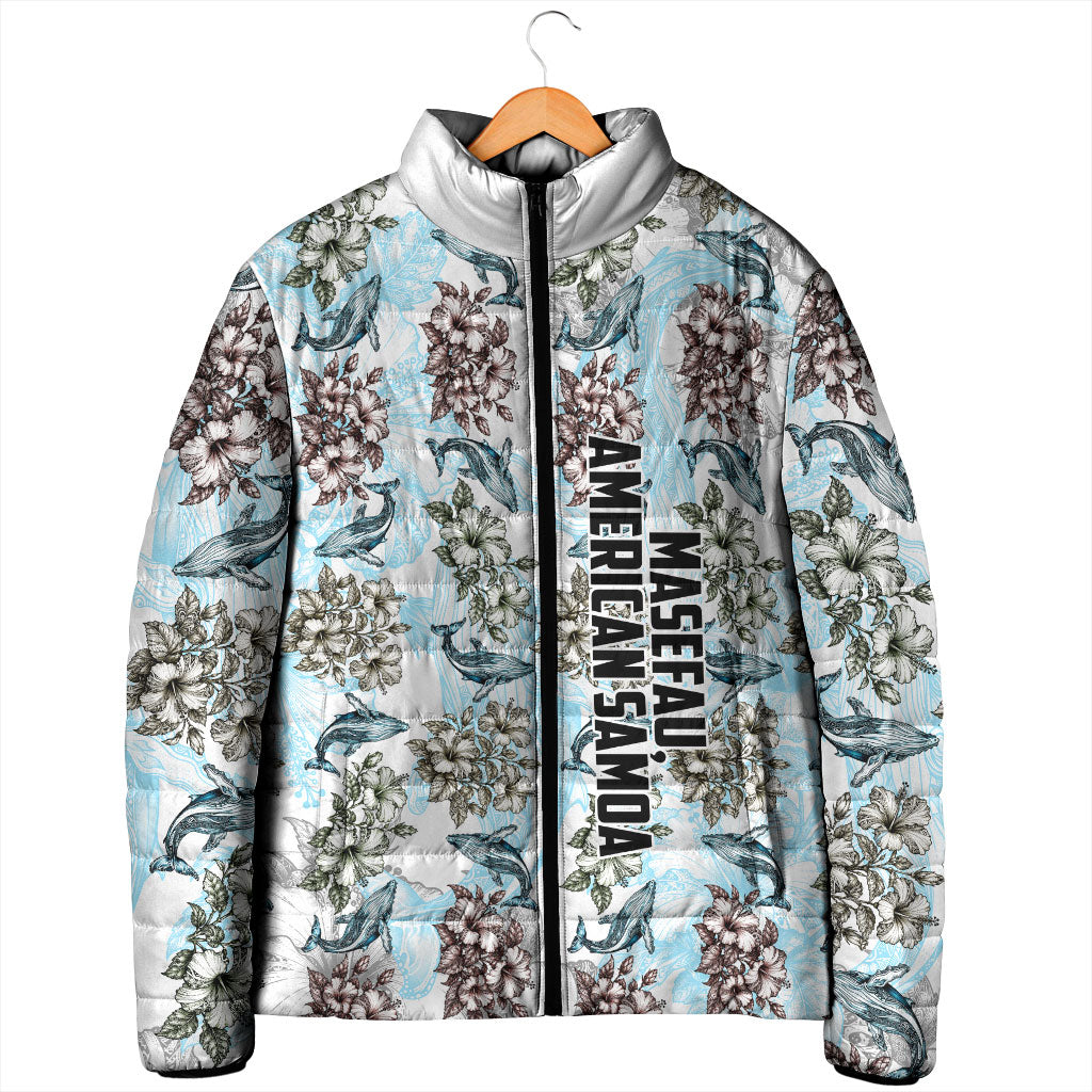 Personalized Masefau American Samoa Padded Jacket Vintage Whale Hibiscus Ocean Waves TS04 - Polynesian Pride