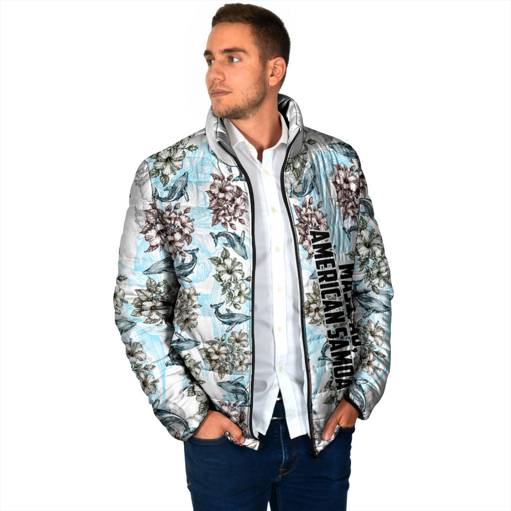 Personalized Masefau American Samoa Padded Jacket Vintage Whale Hibiscus Ocean Waves TS04 - Polynesian Pride
