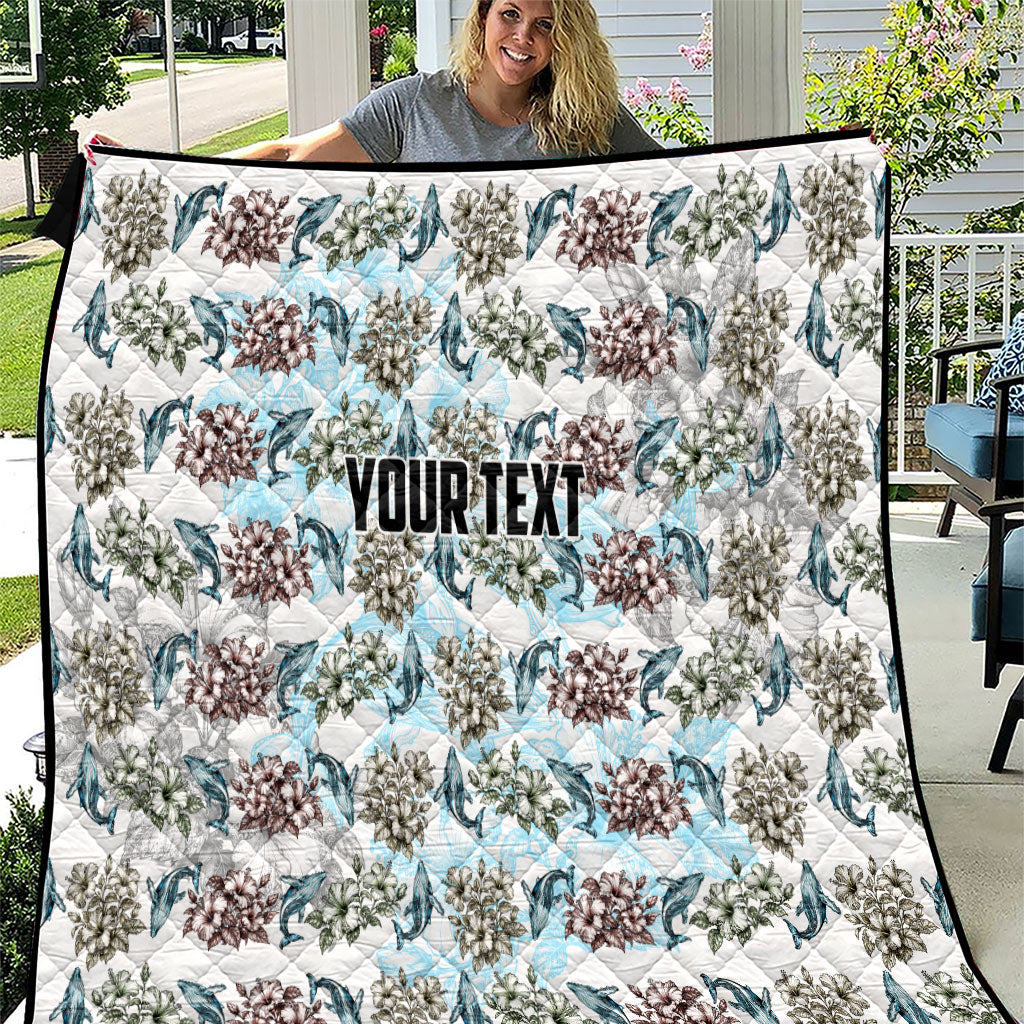 Personalized Masefau American Samoa Quilt Vintage Whale Hibiscus Ocean Waves TS04 White Blue - Polynesian Pride