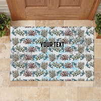 Personalized Masefau American Samoa Rubber Doormat Vintage Whale Hibiscus Ocean Waves TS04 White Blue - Polynesian Pride