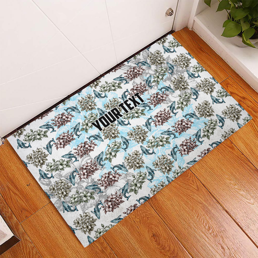 Personalized Masefau American Samoa Rubber Doormat Vintage Whale Hibiscus Ocean Waves TS04 - Polynesian Pride