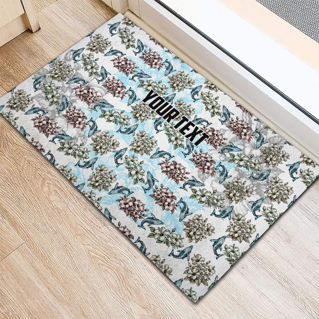 Personalized Masefau American Samoa Rubber Doormat Vintage Whale Hibiscus Ocean Waves TS04 - Polynesian Pride